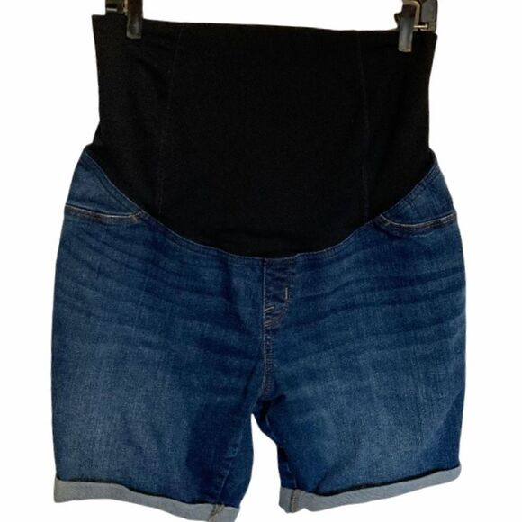 Maternity Bermuda Blue Denim Jean Shorts by Ingrid and Isabel Womens Size 10 - Picture 2 of 14